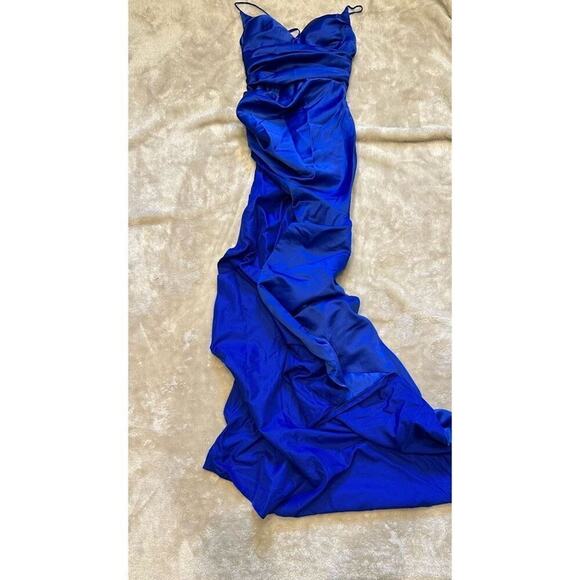 Cobalt Blue Gown with Thigh-High Slit | Sz 4 - Picture 2 of 5